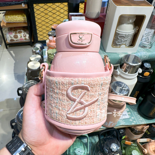 Saylee小立媛悦保温杯高颜值女轻奢小香风斜挎吸管杯不锈钢水杯