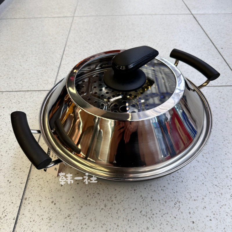 双耳铁锅炒锅家用电磁炉燃气通用无涂层不粘锅铸铁炖锅加深带蒸屉