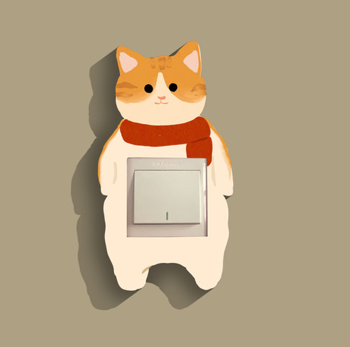 围巾橘猫卡通猫猫开关贴