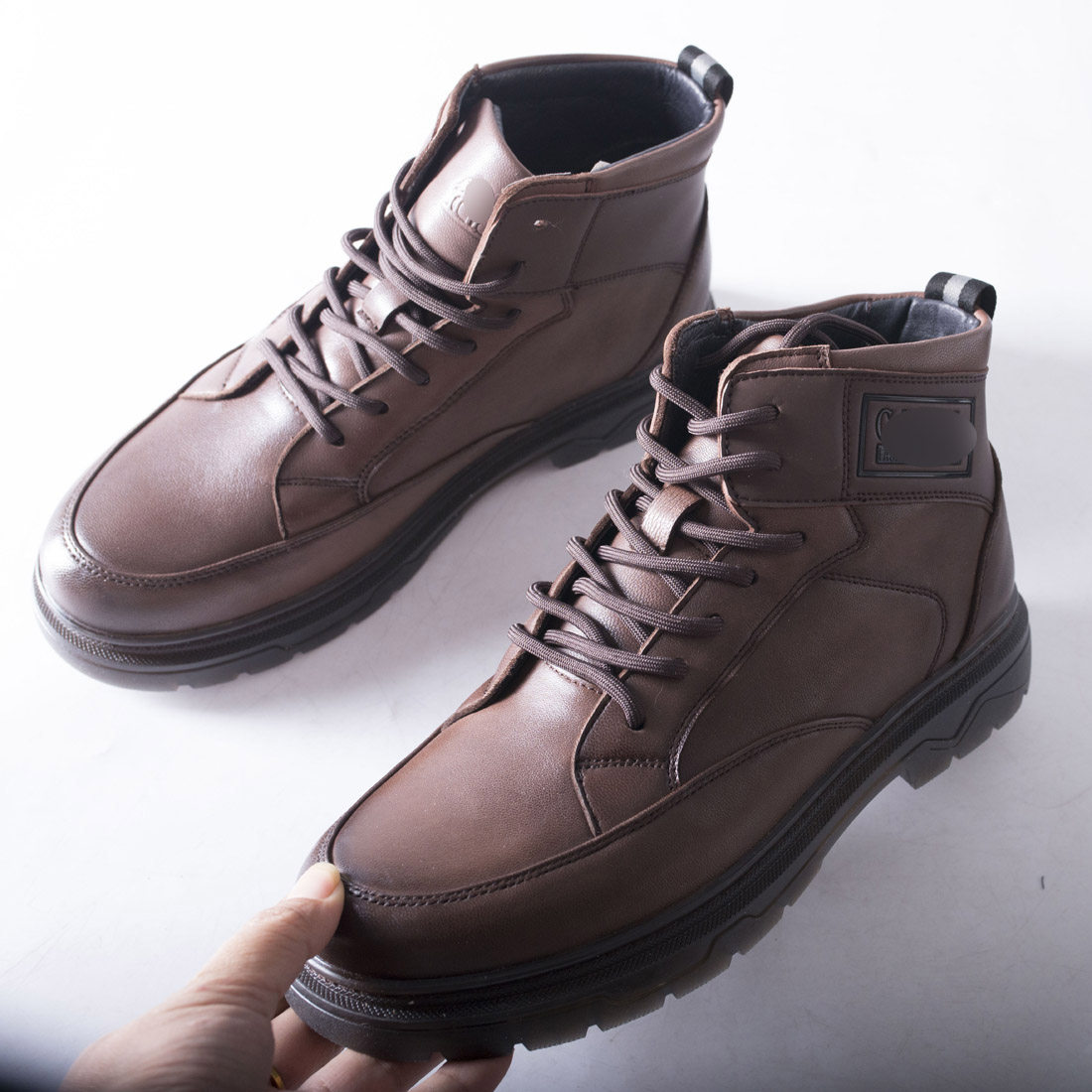 正品品牌男士棕色真皮马丁靴秋冬季中帮系带皮鞋时尚英伦风男鞋潮,流行男鞋,马丁靴,淘宝优惠券,粉丝福利购,淘宝优惠卷