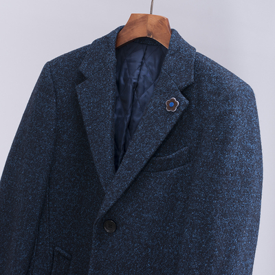 冬季加厚杂色呢子中长款帅气外套