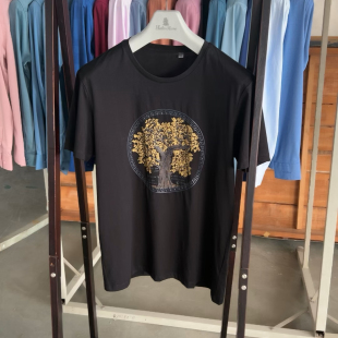 清货有170 弹力棉汗衫 175 黑色套头T恤夏季 95%棉豆家撤柜男士 断码