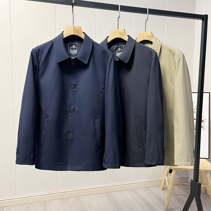 行政风领导服外套！品牌尾货男士中长款夹克衫纯色商务休闲风衣男