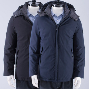 撤柜尾货商务休闲男士 棉衣脱卸帽子加厚保暖纯色棉服爸爸外套 冬装