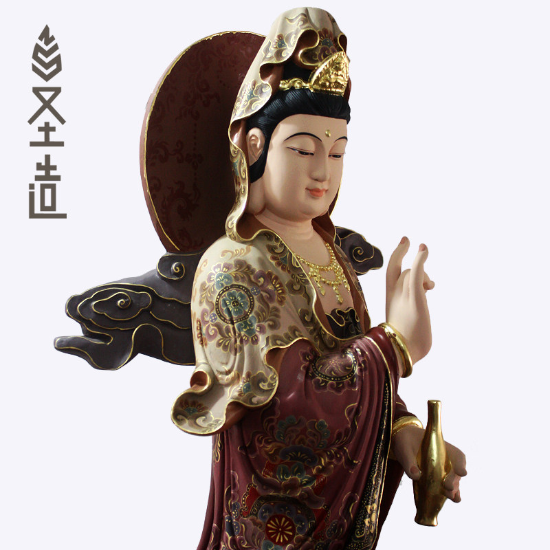 木雕水月观音佛像居家圣造