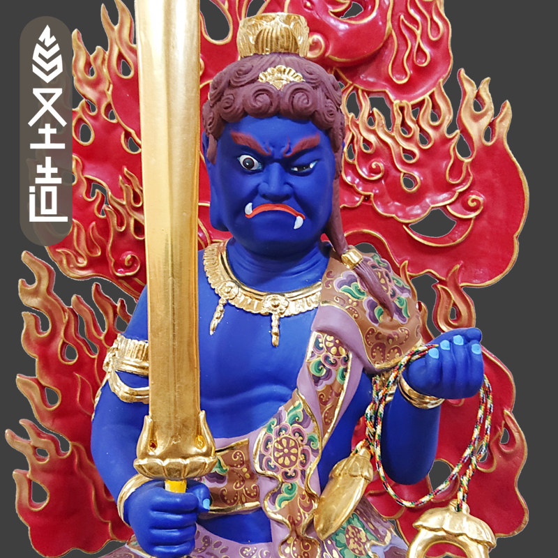 唐密不动明王木雕佛像摆件木质不动尊实木造像厂家 圣造