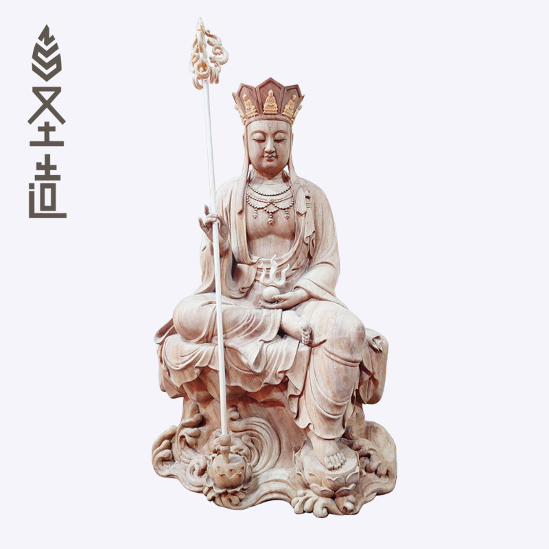 香樟木雕刻地藏王摆件实木雕刻木雕地藏佛像定制厂家 圣造