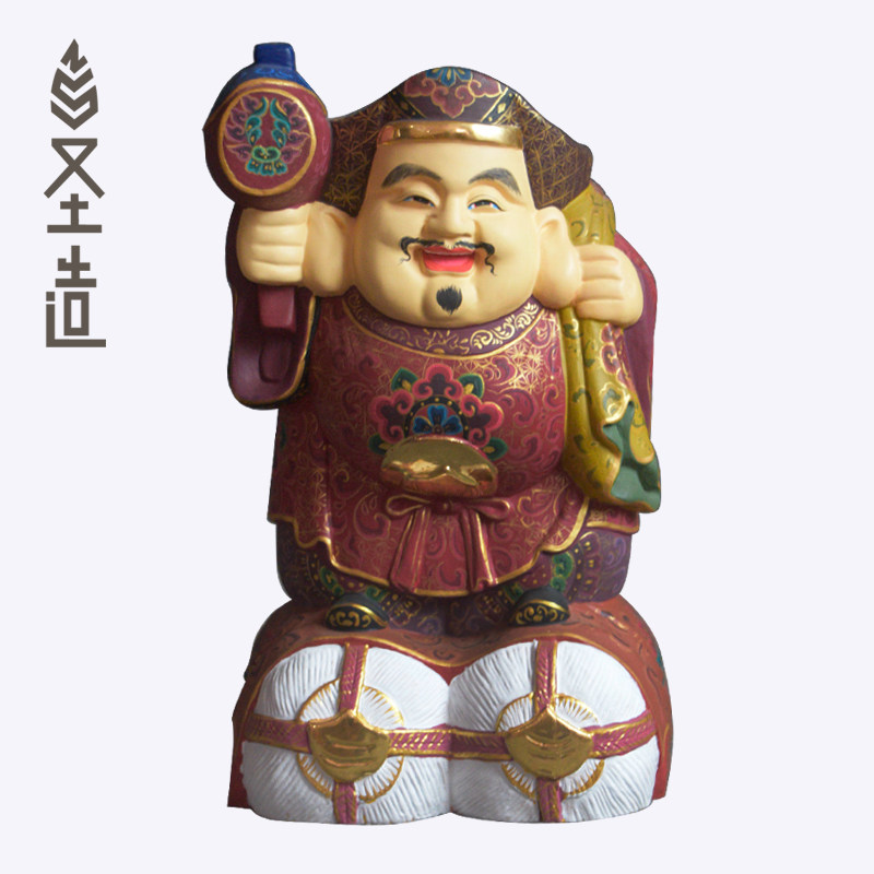 日本大黑天财神木雕佛像密宗大黑天神居家客厅摆件定制 圣造