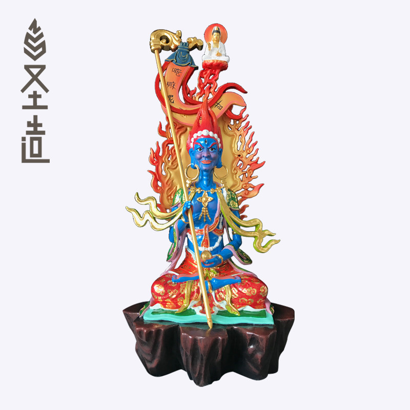 新品面然大士木雕焦面大士佛堂实木焰口香樟木摆件 圣造