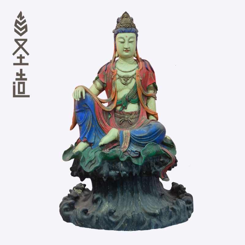 自在观音木雕佛像水月观音居家工艺品摆件定制 圣造佛像