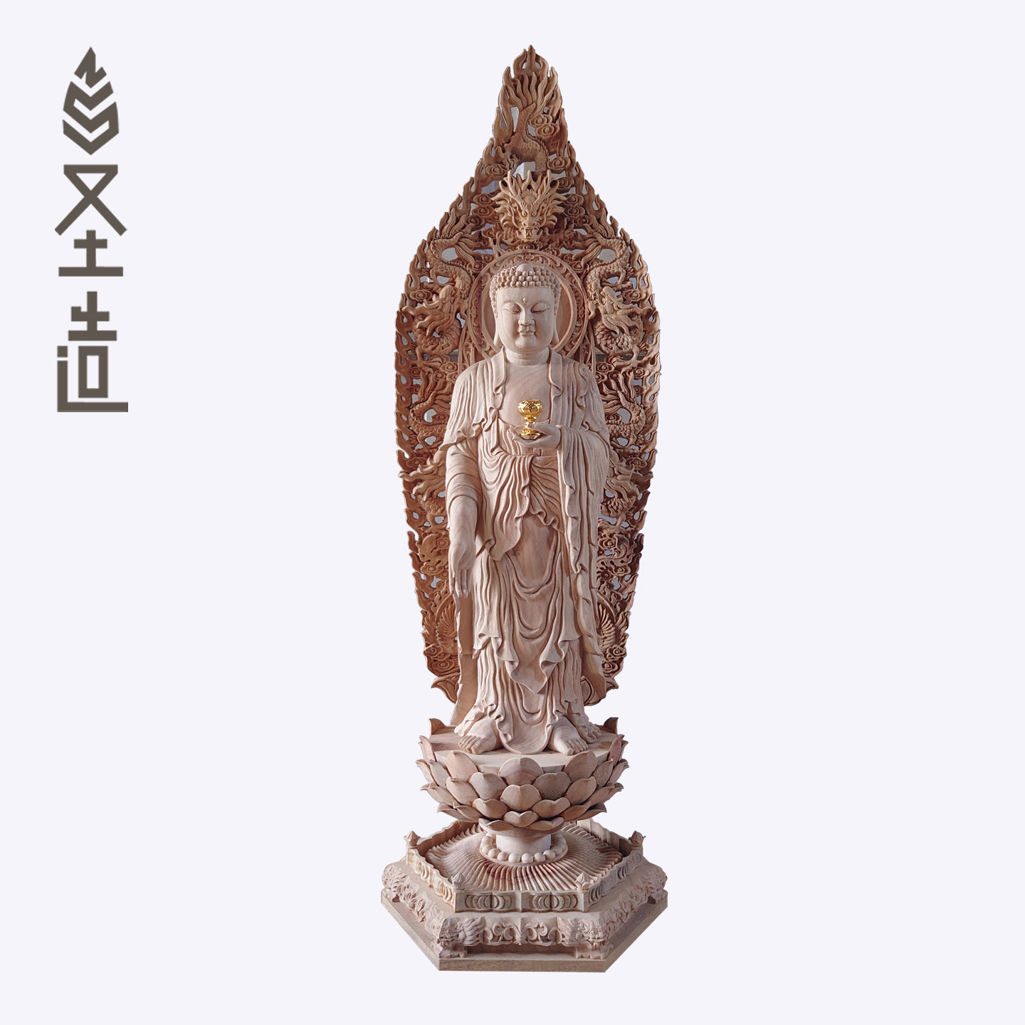 木雕佛祖阿弥陀佛站相佛像摆件实木雕刻无量寿佛像弥陀像定制圣造