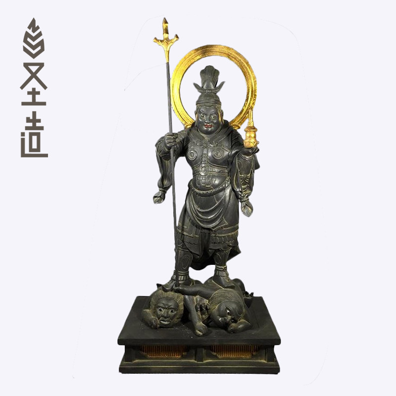 木雕毗沙门天护法日本密宗居家实木佛像摆件定制 圣造