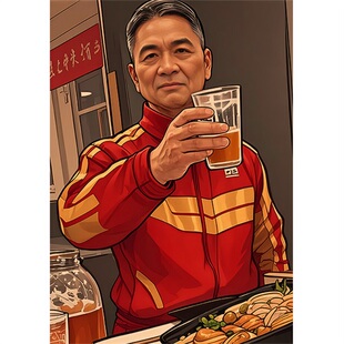 刘强东复古海报敬酒企业家挂画带框头像画像照片壁纸装饰墙贴相框