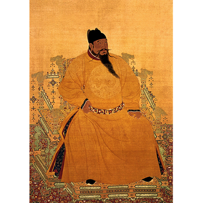 明成祖朱棣永乐皇帝海报怀旧复古文艺牛皮纸装饰画画框相框画芯