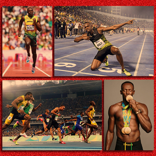 博尔特海报体育跑步短跑运动员田径复古牛皮纸装饰画寝室挂画贴画