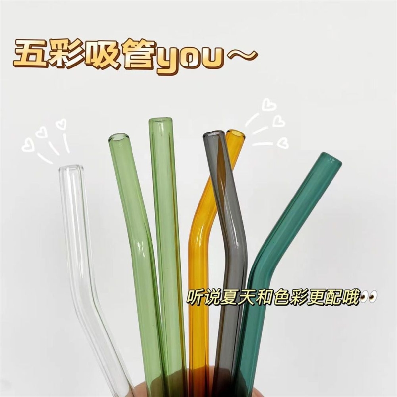 竹节玻璃杯吸管耐热环保孕妇产后创意防口红透明珍珠奶茶粗饮管包