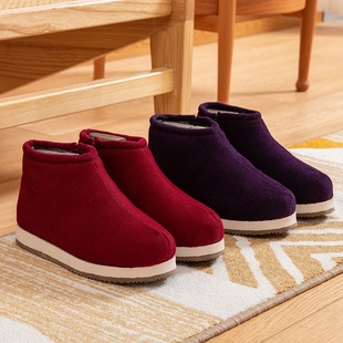 手工保暖棉鞋冬季耐磨厚底老式居家防滑月子鞋中老年爸爸妈妈棉鞋