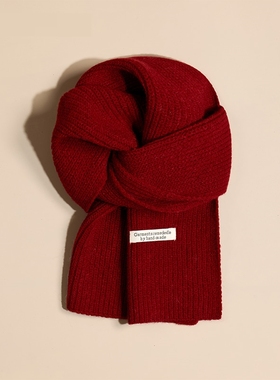 新年红色儿童围巾秋冬季男女童宝宝针织毛线护颈围脖小孩保暖围脖