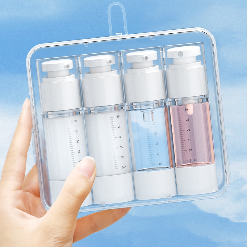 旅游化妆品分装瓶真空便携套装乳液水乳小样按压瓶带刻度可上飞机
