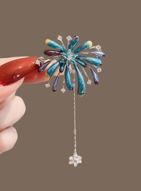 新年胸针红色烟花高端女气质时尚别针高级感水晶小马胸花配饰礼物