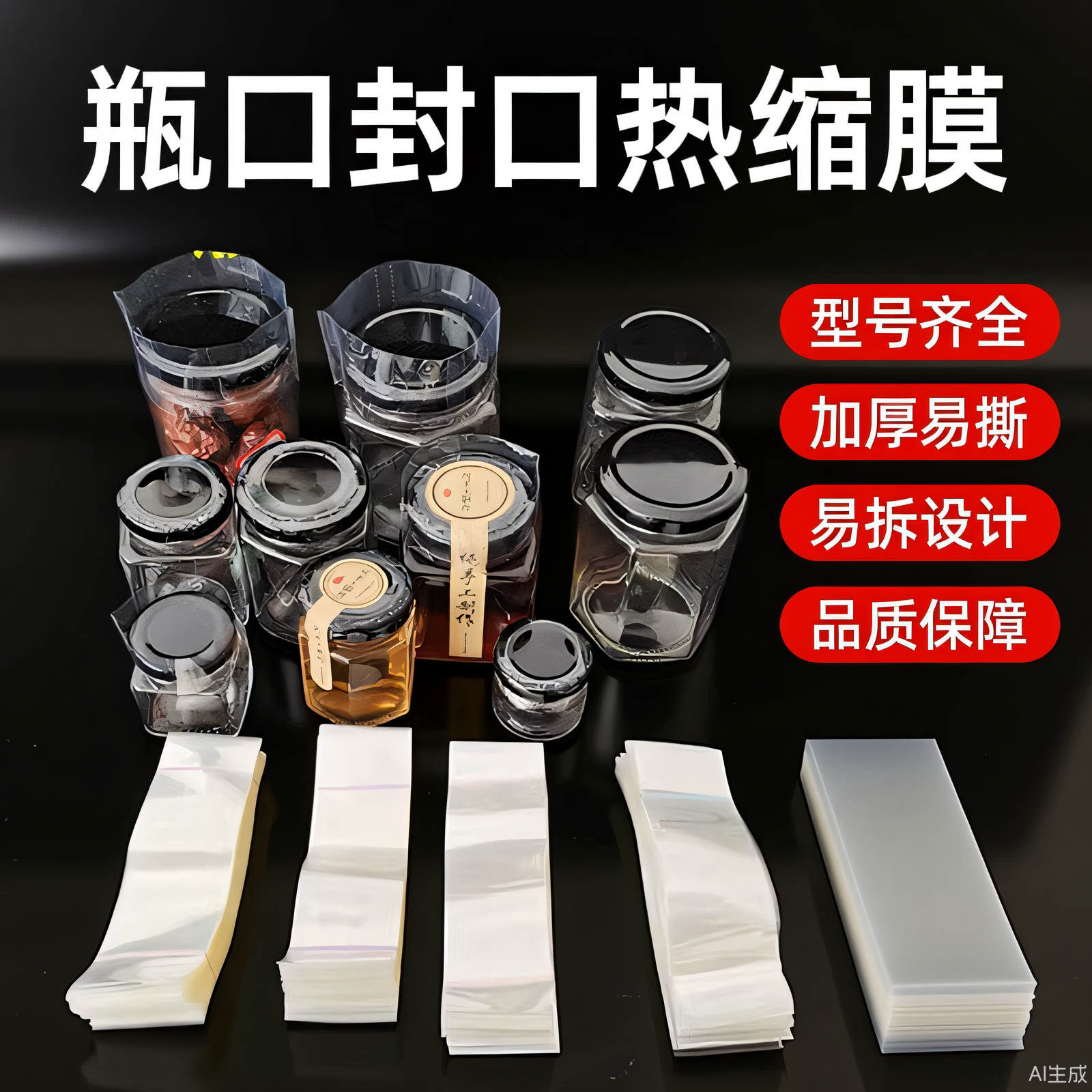 加厚易撕线瓶口热缩膜一次性封口塑封膜