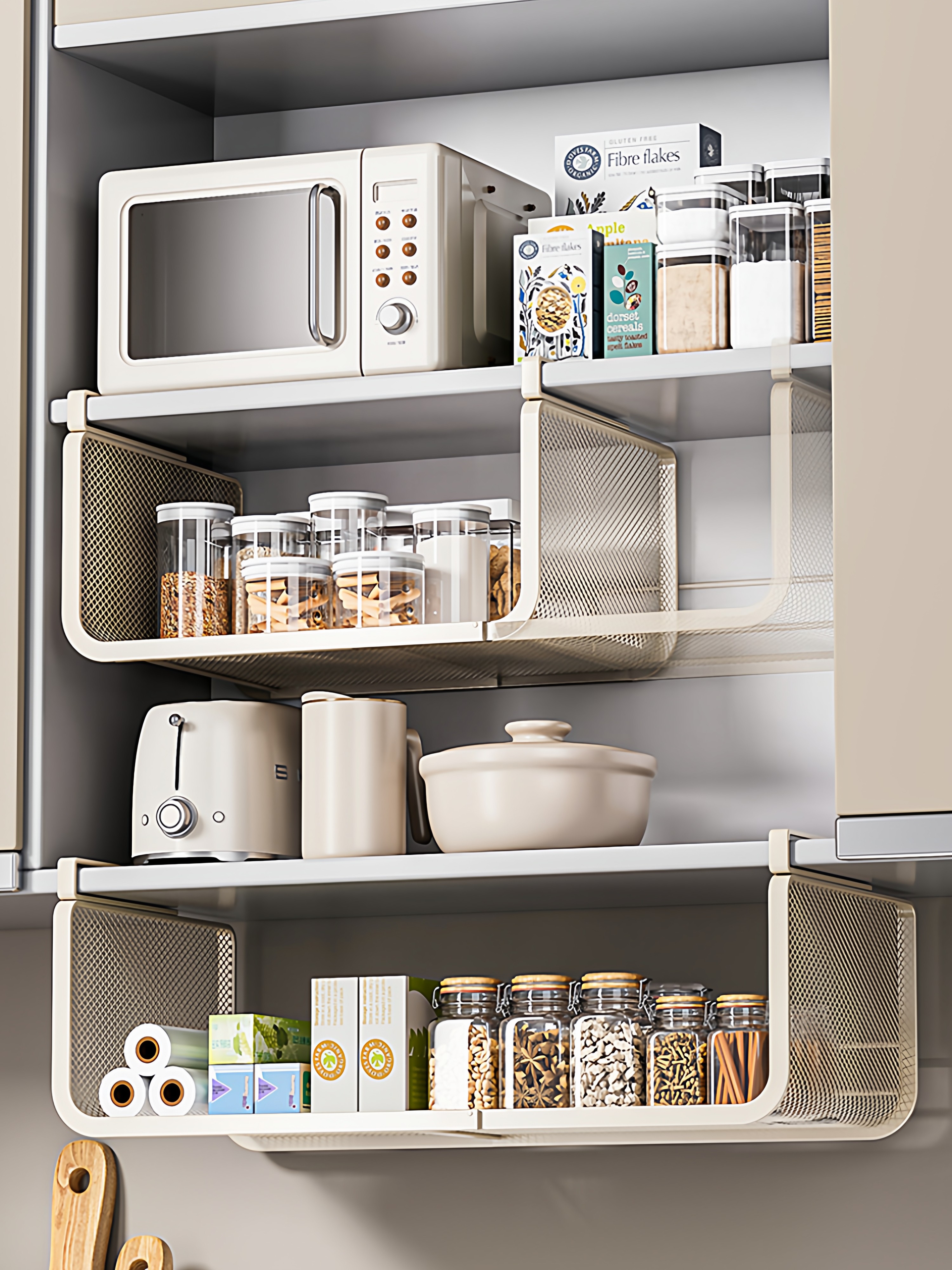 优勤厨房橱柜下挂架置物架吊柜内分层伸缩挂篮悬挂拉篮柜子收纳架