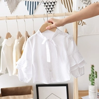 Áo cotton mỏng tay dài tay ga ngoại 2019 xuân hè mới Hàn Quốc áo sơ mi nữ bé sơ mi cardigan thời trang - Áo sơ mi áo sơ mi bé trai 7 tuổi