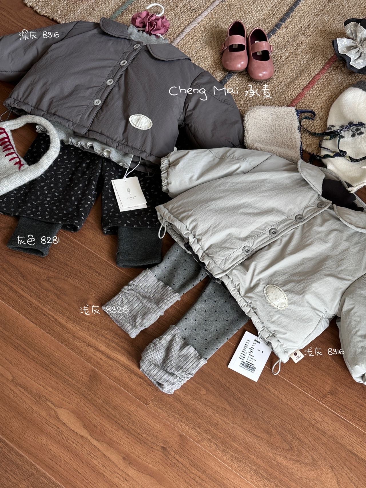 承麦～25冬季新款女童翻领棉衣外套森系风加厚上衣百搭8316