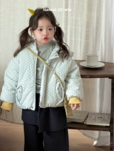 甜菜2026秋冬新款女童尖尖帽波点棉衣韩系051小花扣加绒屁帘裤116