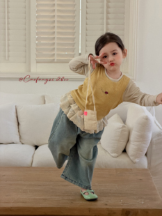 草房子·26春装新款女童背心打底衫两件套休闲上衣26018