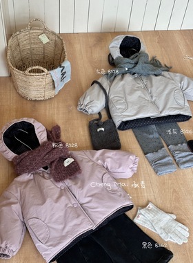 承麦～25冬装新款女童双面穿棉衣洋气女宝宝休闲保暖外套8328