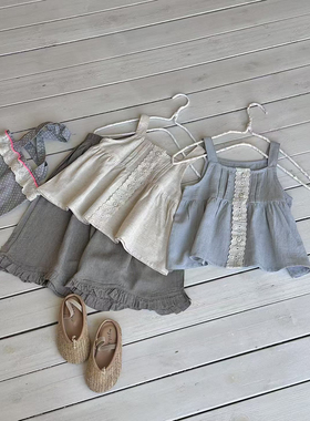 承麦85712女童森系裤子洋气25夏季新款女宝宝七分裤百搭阔腿裤子