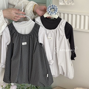 承麦·26春装新款韩版童装套装女宝宝波点背心裙打底衫两件套8608