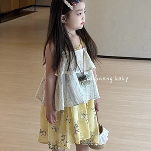 爱尚baby 26夏季新款女童碎花吊带连衣裙女宝宝公主裙韩系26220