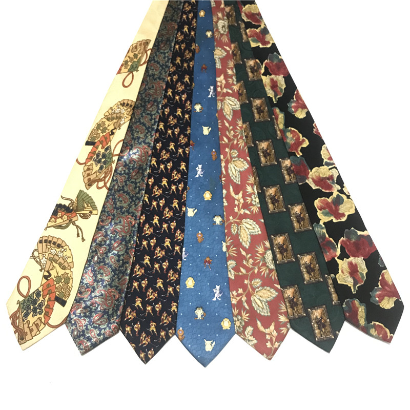 vintage古着孤品中古日产意产休闲油画复古文艺手打真丝领带LXL14