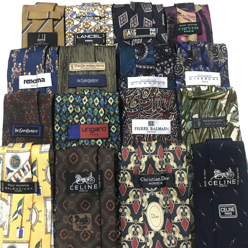 中古vintage古着孤品日产意产休闲复古油画印花学院手打领带JH17