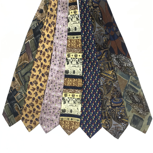 中古领带vintage古着孤品日系意系休闲印花提花油画学院领带JH33
