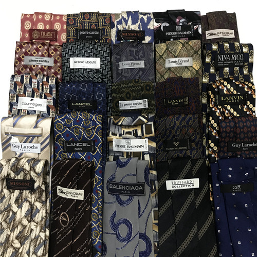 中古大牌领带vintage古着孤品休闲商务巴洛克花纹油画印花真丝G24