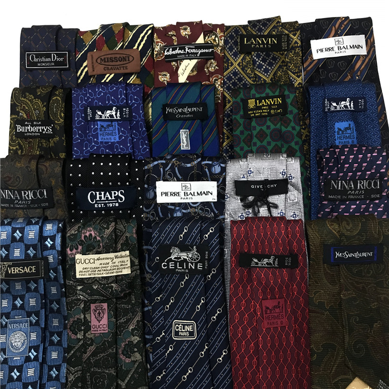 vintage古着孤品中古大牌奢侈休闲商务印花复古真丝手打领带JH36