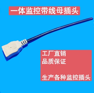 工厂无氧铜带线二脚二孔三孔母插头防水电源插排插座10A电源头
