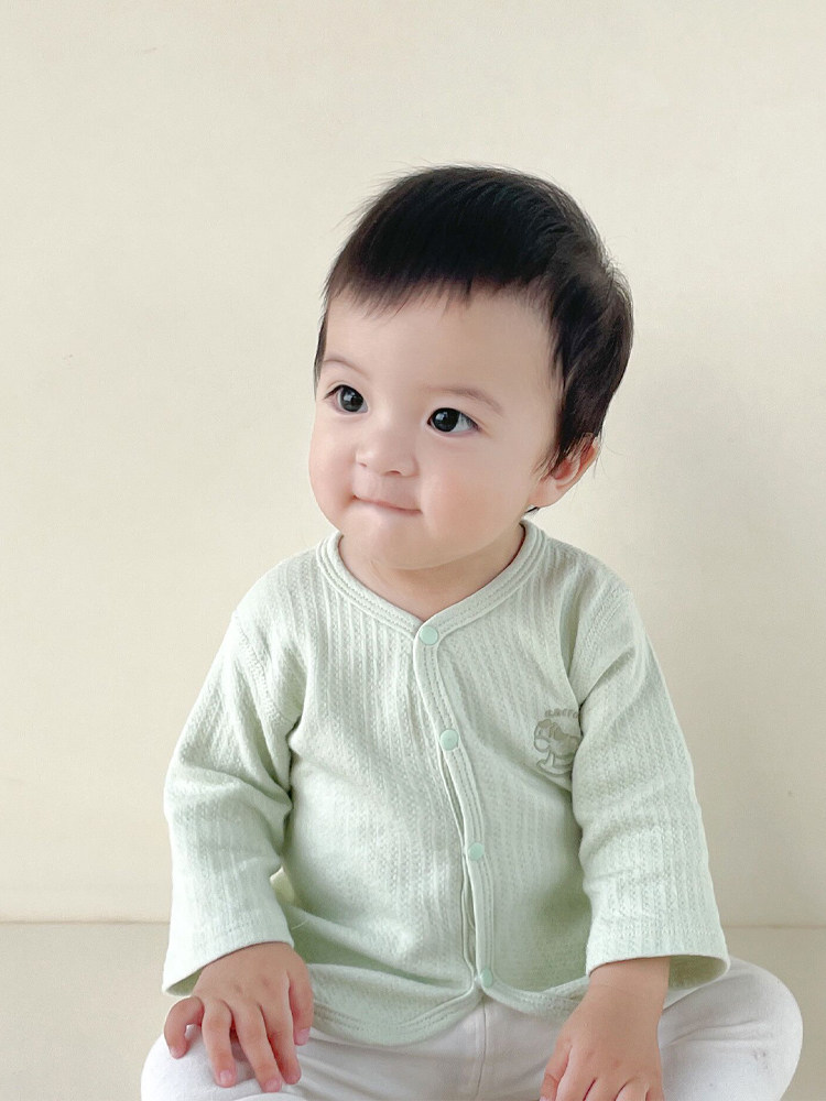 베이비 순면 소형 코트 베이비 가디건 남아 및 여아용 뼈없는 밀착 의류 긴팔 바닥 셔츠 봄 가을 의류