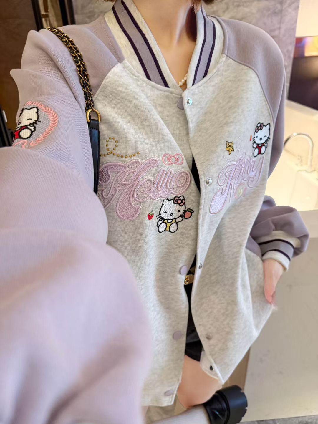 美式拼色棒球服外套少女春秋装新款初中高中宽松休闲百搭夹克上衣