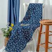 环境拍照摄影搭配 饰 蓝花布亚麻棉麻背景布桌布 幼儿园主题装