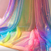 直播桌布背景布 饰手工布料 彩色渐变立体珠片亮片网底面料 环创装