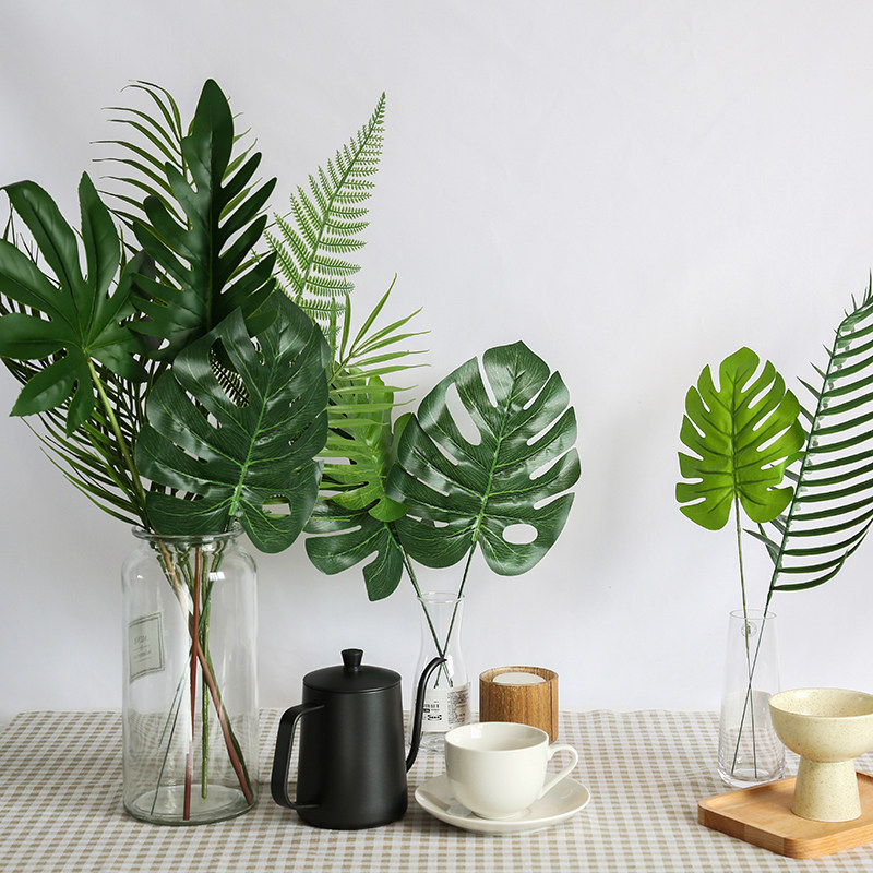 单支仿真树叶绿色叶片 龟背叶 服装鞋帽ins风格装饰搭配拍照道具