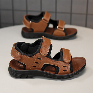 真皮男童凉鞋软底2025夏季新款防滑男孩10儿童沙滩鞋学生15岁透气