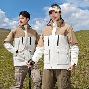 冲锋衣定制印logo女男加绒加厚一体防风防水石墨烯棉服秋冬季外套