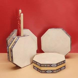 白族羊皮八角鼓双面鼓手鼓热巴鼓打击乐器幼儿园舞蹈考级道具手拍