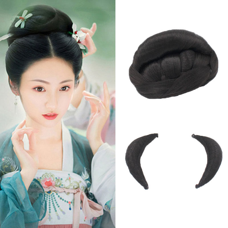 假发古风发包古装盘发发髻造型头发唐风发型牛角包汉服头饰假发