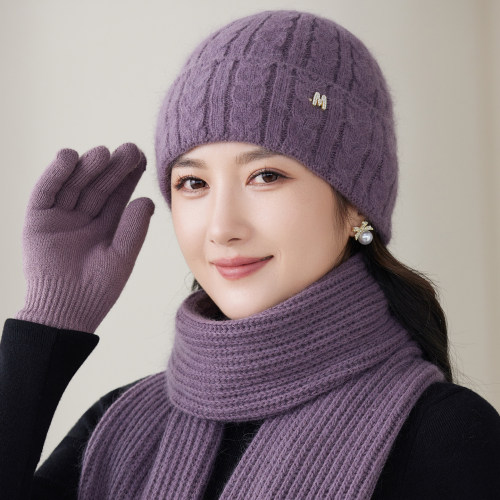 秋冬针织毛线帽女士加绒中老年人